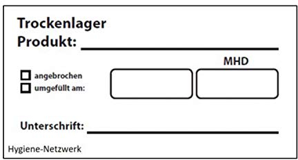 Hygiene Netzwerk Etikett Trockenlager| 70x35mm auf einer Rolle mit Spender | 500 Label | wasserlöslich | selbstklebend | Kennzeichnung Behälter Boxen | Aufkleber | Haushaltsetiketten | Beschriftung