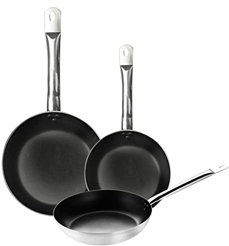 PINTINOX Prima Collection Padella Bassa in Alluminio Crudo Professionale Serie Alu Easy, con Manico Tubolare in Acciaio, Interno Antiaderente 3 Strati (SET 20-24-28)