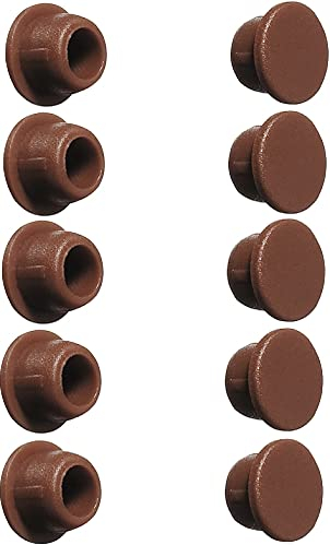 cyclingcolors 10x Abdeckkappen Kunststoff Blindbohrung Stopfen Blindstopfen Abdeckung Möbel (Ø6mm/Braun RAL 8007)