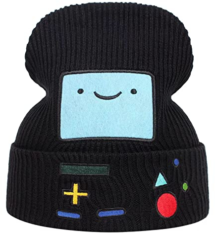 UMiCHOi Coole Anime-Beanie-Mütze für Erwachsene, Herren, Damen, lustige Mütze, Cartoon-Beanie-Mütze für Teenager, Schwarz, Einheitsgröße