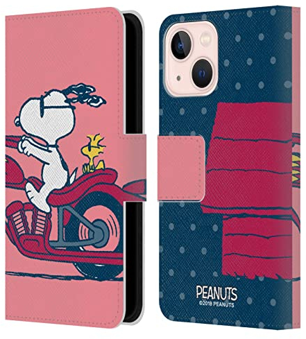 Head Case Designs Offizielle Peanuts Snoopy & Woodstock Halbzeiten Und Gelächter Leder-Wallet-Hülle Kompatibel mit Apple iPhone 13 Mini