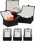 12 x Aufbewahrungskorb, Deckel & Stoffeinsatz, Bambuskorb, dekorative Aufbewahrungsbox, 3 Größen, Regalkorb, schwarz
