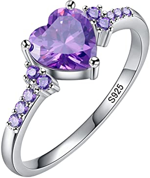 wojonifuiliy01 - Natürlicher Amethyst-Zirkonia-Silber-Ring-Mode-Hochzeits-Herz-geformter Ring-Schmuck (Purple-@, 6)