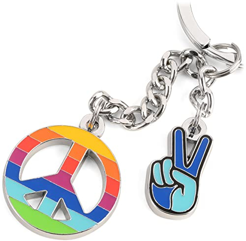 Troika Small Peace Schlüsselanhänger mit 2-Anhänger aus Metall in der Farbe Bunt, KR22-68/CH