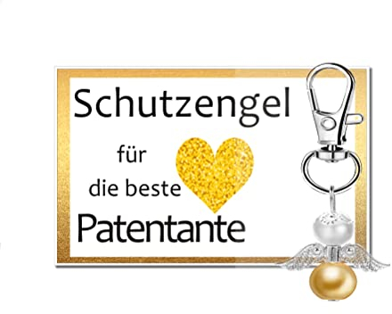 MKISHINE Schutzengel Schlüsselanhänger Geschenkkarte für die beste Patentante - Geschenk zum Geburtstag - Aufmerksamkeit Dankeschön Kleinigkeit