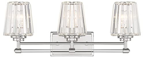 Savoy House 8-6001-3-109 Garnet Crystal Vintage Clear Crystal Bathroom Vanity Wall Light, 3-Light 180 Total Watts, 10 H x 24 W, Polished Nickel