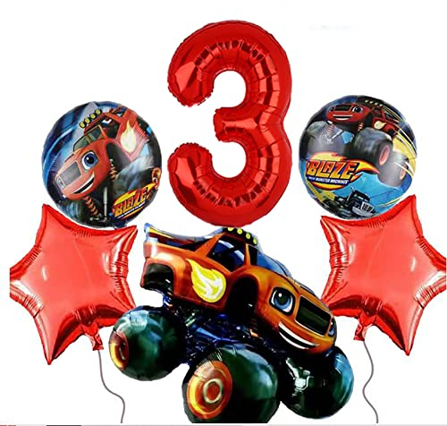 Cartoon Geburtstagsdeko 3 Jahre, 6 PCS Cartoon Luftballons, Thema Party Ballon Dekoration, Luftballons Geburtstagsfeier, Kindergeburtstag Deko Ballon, Luftballon 3. Geburtstag Jungen