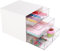 Umtiti Schreibtisch-Aufbewahrung, Make-up-Aufbewahrungsbox mit 4 Schubladen, Kunststoff, Bürobedarf, Schreibtisch-Organizer für Büro, Schule, Zuhause und Badezimmer (Weiß）