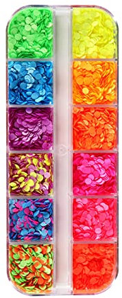 Nail Bows for Acrylic Nails 1 Box Of Fluorescent Mixed Round Nail Enhancement Sequins Filled With Crystal Drops Glitter Jar