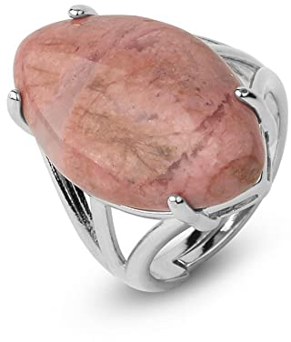 Statement-Natursteinring Für Frauen – Unregelmäßige Vier-Klauen-Fassung, Malachit-Steine, Fingerringe, Modische Rhodonit-Öffnung, Verstellbarer Ring, Damen-Modeschmuck, Eleganter Geburtstag, Tä