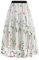 Damen T?llrock Langes Blumen Stickerei Rock Elegant Elastischer A-Linie Lagenrock Plissee T?ll Langes Kleid Blumenmuster Midir?cke Hohe Taille L?ssiges M?dchen Rock Vintage 50er Meshrock Wei? XXL