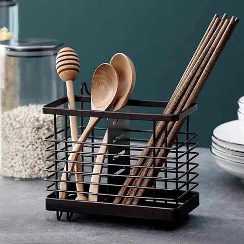 Ntmaichy Kitchen Utensil Holder,Stainless Steel Cutlery Storage Rack Brown Cutlery Drainer Cutlery Holder,Kitchen Caddy Spoons & Forks Organizer