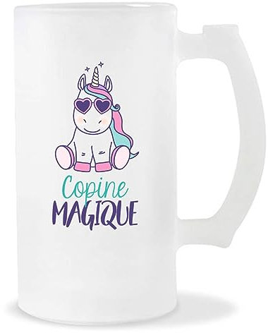 Chope de bière Copine Magique Licorne | Verre à Bière Pinte Idée cadeau Original