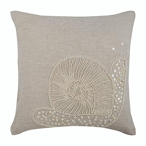The HomeCentric Naturfarben Dekorative Kissenbezug, Snail Entwurf Sea Creatures Strand Und Meer Theme Perlmutt 2 Stück, 45x45 cm Baumwolle Leinen Kissenbezuge, Zeitgenossisch Zierkissen - Snail Pearls