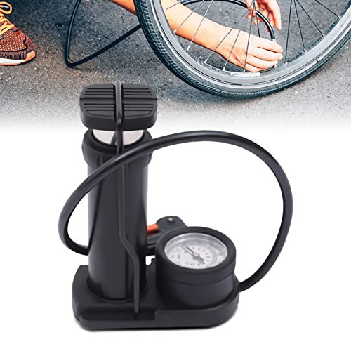Fahrrad Pumpe Fußpumpe, Mini Portable Luftpumpe Standpumpe, 16.5in Luftschlauch Länge, mit Manometer und Adapter, für alle Ventile SV AV DV, Bälle, Matratzen.