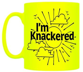 Grindstore I'm Knackered Yellow Neon Mug