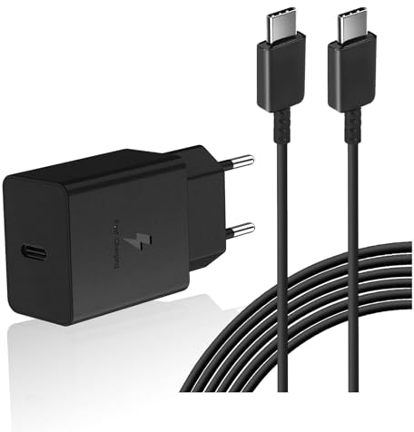 Caricabatterie USB C con Cavo di Ricarica Originale Cavo di Ricarica Veloce USB-C, Alimentatore Caricatore Type C per Samsung Galaxy S23 S22 S21 S20fe S10 S9 S8 A54 A53 5g A51 A50 A34 A33 A13 M53