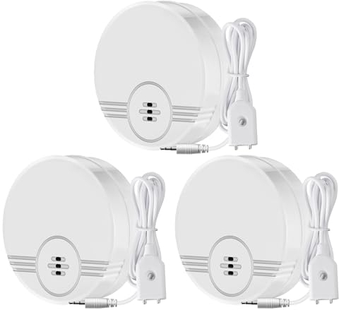 Detector de Agua 3 Pack, Sensor Fugas de Agua,135dB Alarma Sensor de Agua Detector de Inundaciones para Sótanos, Mini Detector de Agua para Cocina, baño y Sótano