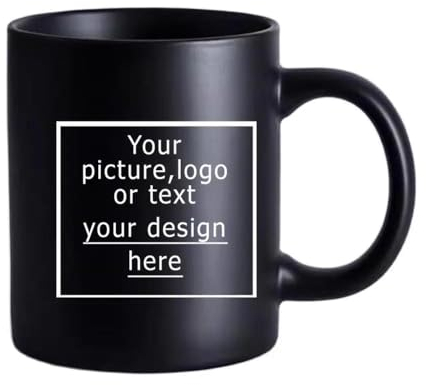 SCOOVY Tazza da caffè con Logo/Testo Personalizzato Tazze da caffè in Ceramica Nera da 350 Ml Tazza con Immagini Fai da Te Regalo Personalizzato Mug,350ml