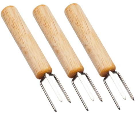Maispicks 3 Stück aus Edelstahl und Holz für Grillen