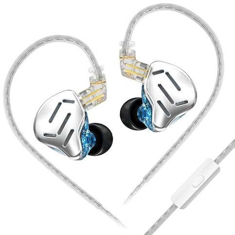 keephifi KZ Zax kz cuffie in ear monitor, 16 unità HiFi auricolari kz con riduzione del rumore ibrida IEM,kz auricolari in lega di zinco con cavo di aggiornamento staccabile placcato argento