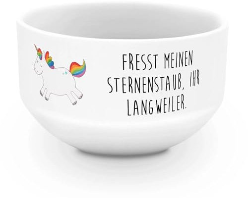 Mr. & Mrs. Panda frühstücksbowl Einhorn Happy - Geschenk, Freude, Einhörner, dessertschale, Suppenschüssel, Spannend, salatschälchen, Müsli Schalen, Lebensfreude, Unicorn, Spaß, Müslischale
