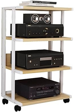 Medienaufbewahrungsschrank, Audio-Video-Medienständerschrank mit 4 Regalen, offene Lagerregale, bodenstehender multifunktionaler Regalschrank für Zuhause/Büro/Audio-Video