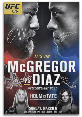 KPNEUDCZZ UFC 196 Autogrammposter, Poster, dekoratives Gemälde, Leinwand, Wandposter und Kunstdruck, moderne Familienschlafzimmer-Dekoration, Poster, 20 x 30 cm