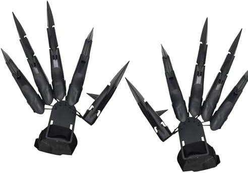 Generisch Halloween Wearable Articulated Finger,Fingerverlängerungen für Halloween, Extensions Skull Bone Fingers Prop Claw Gloves (Schwarze Mantis Kralle, Ein Paar)
