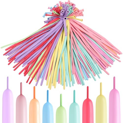 AMZSKU Set di 100 palloncini magici, per modellazione, palloncini, palloncini colorati, decorazione per matrimoni, compleanni, feste