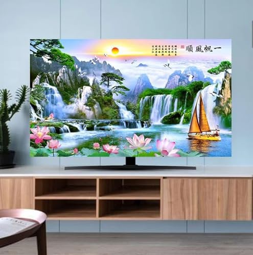 Indoor Tv Cover, Bright Colorful Dust Proof TV Screen Protector, Tv Dust Cover, Indoor Bedroom Living Room Decoration Dust Cover/TV Cover, for 22 to 75 Inches TV/PC Display D2,40-43in