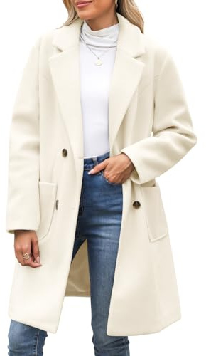 CMTOP Long Manteau Femme Hiver Manteaus En Laine À Double Boutonnage Veste À Revers Trench-Coat Epaissie Chic et Élégant Blazer Nizi Coupe-Vent Couleur Unie Classique