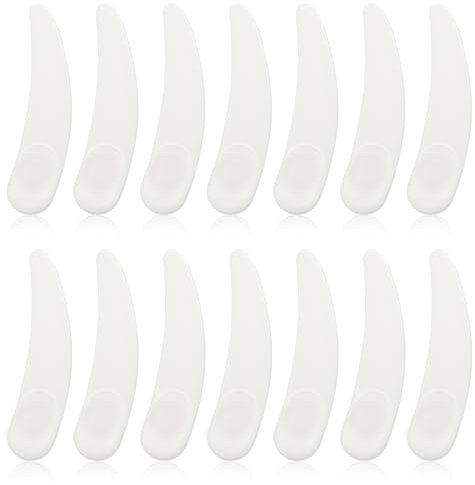 Molain Spatules Cosmétiques 100 Pièces Masque, Maquillage Spatule Courbée Spatule Plastique Spatule Cosmétique Réutilisable Mini Maquillage Cuillère Cosmétique pour Masque Gel Lavant