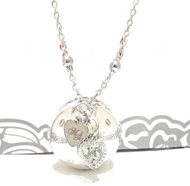 MODA MavillA Collier Appel Anges Grossesse, Rappel des anges, Boîte cadeau incluse Collier Longue Grossesse, Sphère Sonore Pendules Argent 925, Large, Argent, Argent