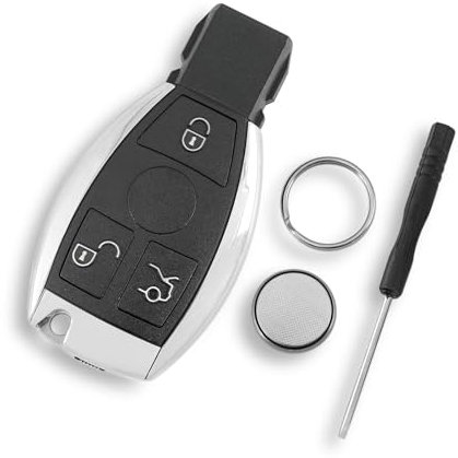 Mercedes Benz Schlüsselgehäuse 3 Tasten Für Mercedes Benz C E G R S SL SLK Klasse W203 W204 W205 W210 W211 mit Schraubendreher und Schlüsselring Batterie CR2032