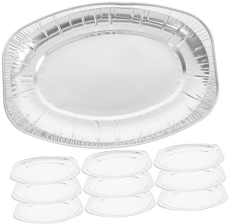 Gatuida 10 Piezas Bandeja De Papel De Aluminio Sartenes De Aluminio De Alta Resistencia Papel De Aluminio Resistente Bandejas Para Servir Para Fiestas Bandejas Para Servir Comida Silver