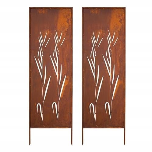 Kapaga - Paravent Métal 2x - 160 cm x 50 cm - Corten - Effet Rouillé Paravent pour Jardin - Élément de Paravent - Mur de Protection - Décoration de Jardin - Clôture - Rouille (Buisson)