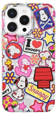 VELVET CAVIAR x Snoopy Phone Case for iPhone 14 Pro Max - Compatible with MagSafe - 10ft Drop Tested - Snoopy Patchwork Glitter
