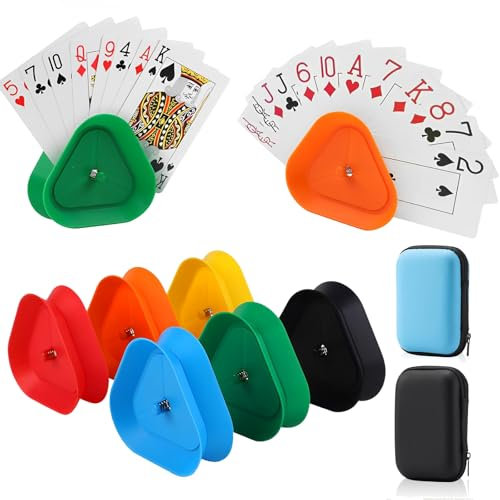 8-Stück Set Kartenhalter Kinder, 6 Verschiedenfarbige Spielkartenhalter Und 2-Karten-Boxen, Kartenhalter Spielkarten, Für UNO Kartenspiel Skyjo Kartenspiel 