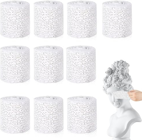 10 Rotoli Bende Gessate, Bende Gessate Calco Pancione, 5 cm x 2.7 m Asciugatura Rapida Garze Gesso per Artigianato, Uso su Pelle, Viso, Corpo, Modellismo, Modelli, Maschere