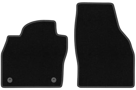 Velours-Fußmatten vorne passend für Volkswagen Taigo 2021-, Schwarz, BASIC | passend für SUV; dünner Velours-Teppich (Polypropylen), ca. 4 mm; rutschfest, runde Befestigungen (Typ AV)