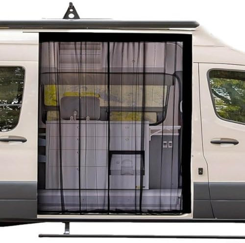Getdoublerich Magnetischer Fliegengitter, 180,3 x 149,9 cm, Wohnmobil-Vorhang, zentraler magnetischer Fliegengitter für Mercedes-Benz Sprinter, Vans und andere Camper, geeignet für