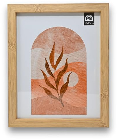 damaloo Bilderrahmen 20x25 cm Set aus Holz mit Motiv – Moderner Bilder Rahmen 20x25cm Bambuseffekt – Fotorahmen stehend & hängend - Großer Holzfotorahmen Fotos & Urkunden – Bildrahmen – Deko