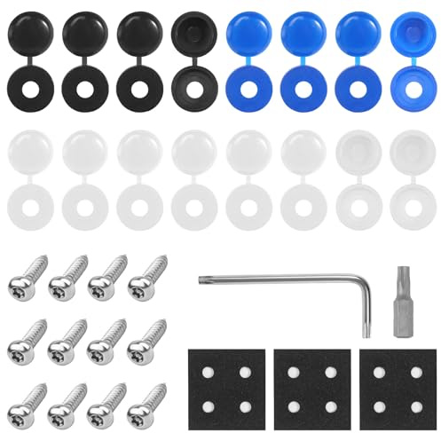 Kennzeichen Schrauben Set Anti Diebstahl Kennzeichen Schrauben Edelstahl Nummernschild Schrauben mit Schraubdeckel Kennzeichenhalter Motorrad für Autos Motorräder