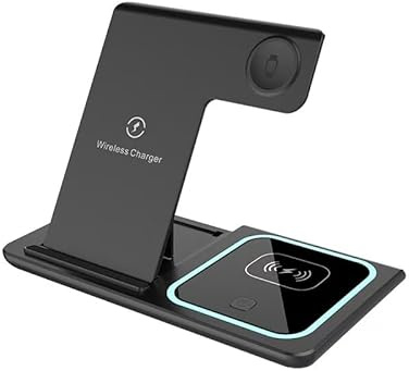 Wireless-Ladegerät, 3-in-1-Ladestation für mehrere Geräte, kabelloser Ladeständer für iPhone 8-16 Serie, iWatch 2-10 Serie/Ultra/SE, AirPods 4/3/2/Pro (Schwarz)
