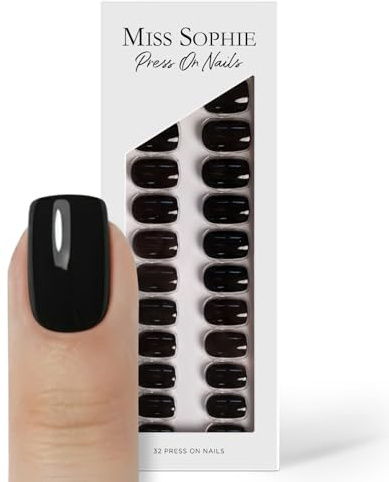 Original Miss Sophie Press On Nails | 32 Stück | Black Velvet | Short Square | Für Fingernägel