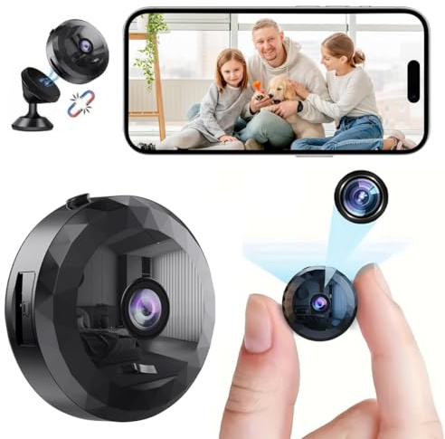 DVONE Mini Caméra, WiFi 1080P HD Mini Caméra de Surveillance Interieur/Extérieur sans Fil avec Audio et Vidéo, avec Enregistrement Longue Batteries, pour l'extérieur/intérieur