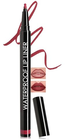 Matte Lipliner Wasserfest Mauve Rot, Langanhaltende Wischfest Lip Stain Pen | Hochpigmentierter Flüssiger Lippenstift Mark, Smooth Moisturizing Lippenkonturenstifte Lipgloss, Natürlicher Tattoo-Effekt