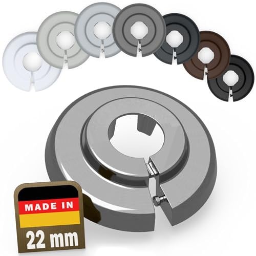 FUX 2 St. Heizungsrohr Rosette 22mm Abdeckung Verkleidung - Einzelrosetten | Werkzeuglose Klick-Montage, wiederverwendbar, PVC-freies Polypropylen, für Boden und Wand, Made in Germany