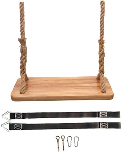 Holzschaukel, hängende Baumschaukel mit robustem Seil und Zubehör, verstellbar für Hinterhof, Terrasse, Garten, Spielplatz, 45, 7 x 20, 3 cm aus Holz